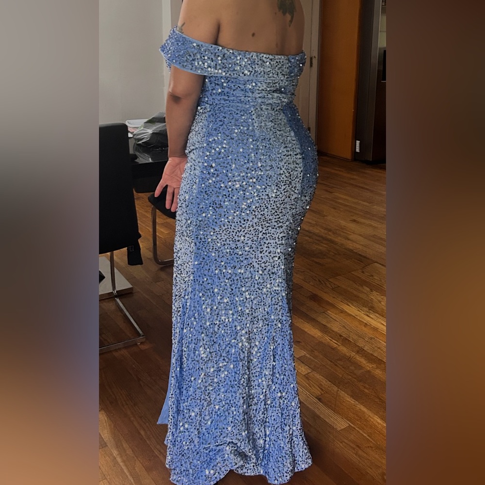 Brand new Stunning Blue Sequin Gown - Picture 4 of 5
